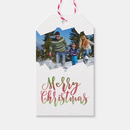 Merry Christmas Photo Illustrated Gift Tags