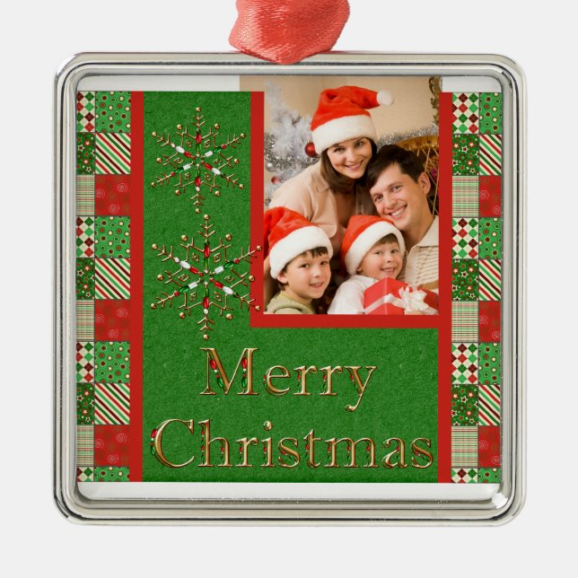 Merry Christmas Photo Keepsake Ornament (Front)