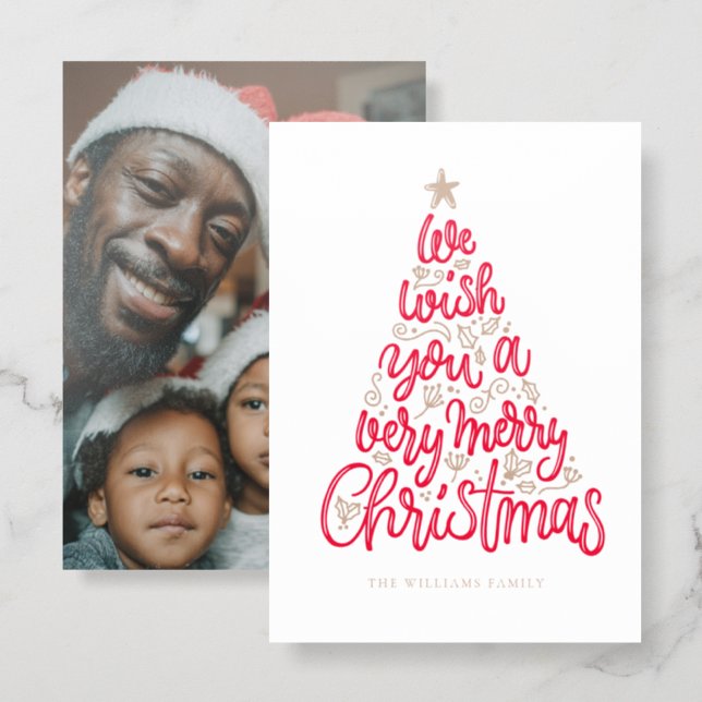 Merry Christmas Photo Letterpress Card (Front/Back)