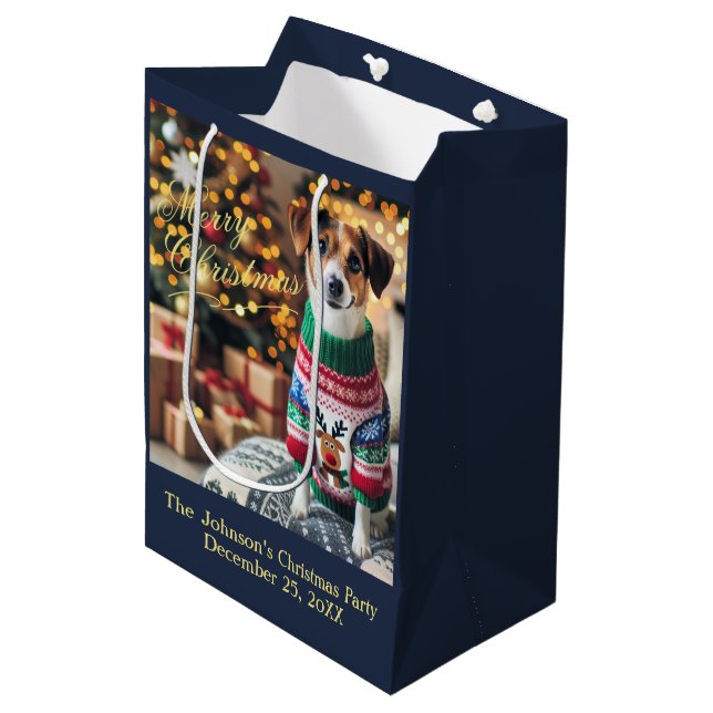 Merry Christmas Photo Medium Gift Bag (Front Angled)