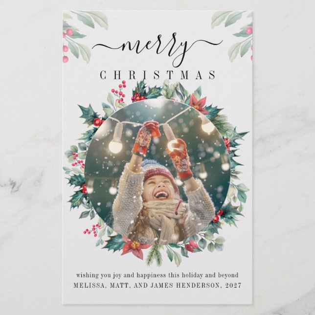 Merry Christmas Photo Mistletoe Holiday Card (Front)