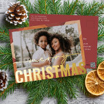 Merry Christmas Photo Modern Abstract Watercolor Foil Holiday Postcard<br><div class="desc">Merry Christmas Photo Modern Abstract Watercolor Gold Foil Christmas Postcards features your favorite photo on a modern abstract watercolor background with a "Merry Christmas" gold foil calligraphy script overlay. Personalize by editing the text on the reverse. Designed by ©Evco Studio www.zazzle.com/store/evcostudio</div>