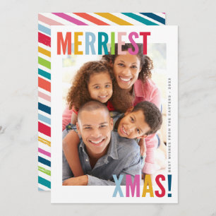 MERRY CHRISTMAS PHOTO modern bright family Holiday Card