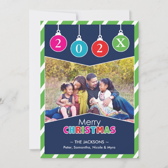 Merry Christmas Photo Ornaments Card (Front)