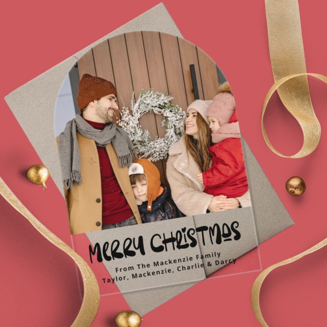 Merry Christmas Photo Personalized Card Acrylic Invitations (Merry Christmas Photo Personalized Card Acrylic holiday card by Ricaso. add own photo and text)