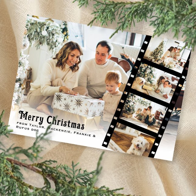 Merry Christmas Photo Personalized Film Strip Holiday Card (Merry Christmas Photo Personalized Film Strip Holiday Card by Ricaso Add 5 photographs and own text)
