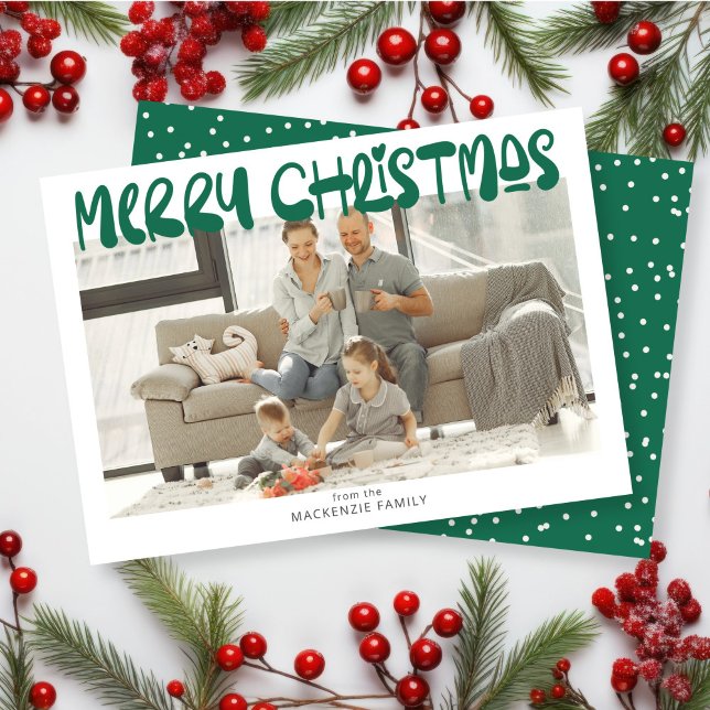 Merry Christmas Photo Personalized Holiday Card (Merry Christmas Photo Personalized Holiday Card by Ricaso. Fun bold and colorful holiday cards)