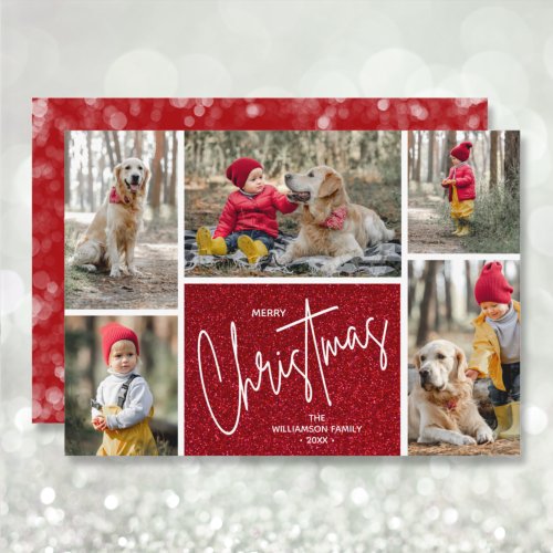 Merry Christmas Photo Red Holiday Card