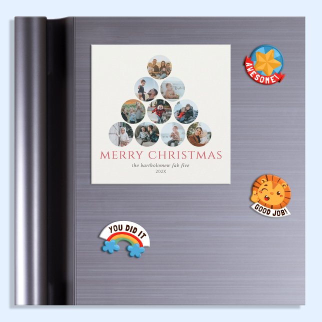 Merry Christmas Photo Red Refrigerator Magnet (Creator Uploaded)