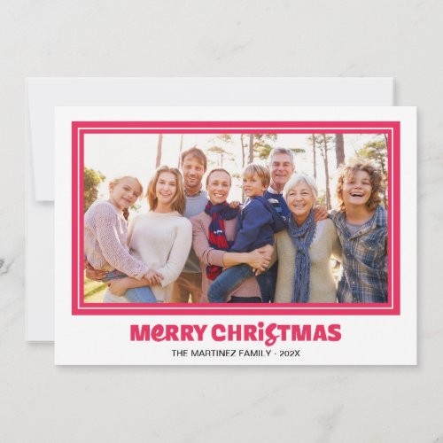 Merry Christmas Photo Red Typography Holiday