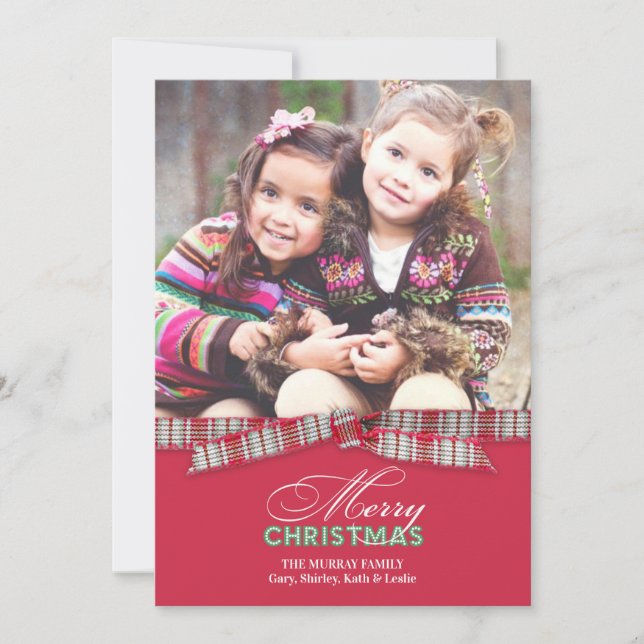 Merry Christmas Photo Ribbon Card (Front)