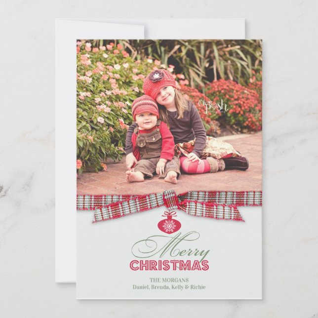 Merry Christmas Photo Ribbon Card (Front)