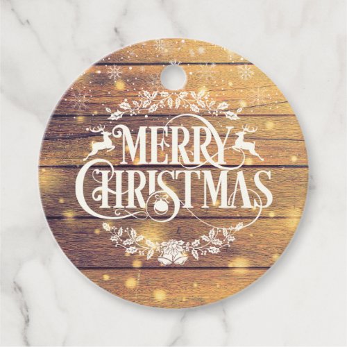 Merry Christmas Photo Rustic Wood Favor Tags