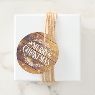 Merry Christmas Photo Rustic Wood Favor Tags