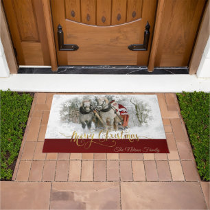 Merry Christmas Photo Santa Design Doormat