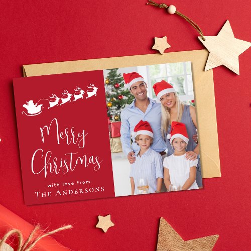 Merry Christmas Photo Santa Holiday Card