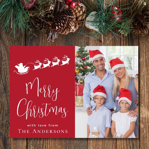 Merry Christmas Photo Santa Holiday Card