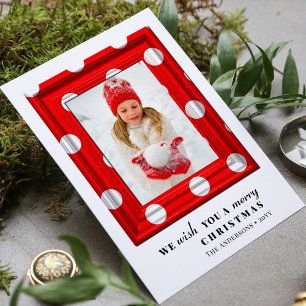 Merry Christmas Photo Simple Red Holiday Frame Card