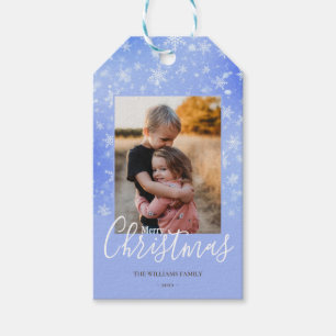 Merry Christmas Photo Simple Snowflakes Gift Tags