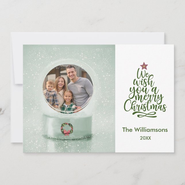 Merry Christmas Photo Snow Globe Christmas Card (Front)