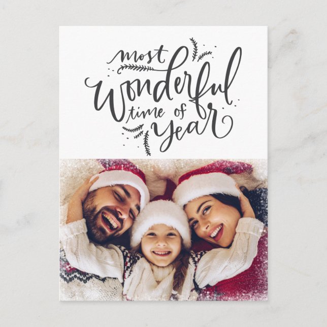 Merry Christmas Photo Snow Holiday Card  (Front)