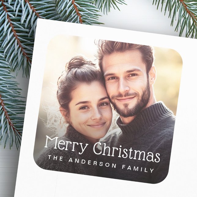Merry Christmas photo Square Sticker (Merry Christmas photo Square Sticker)