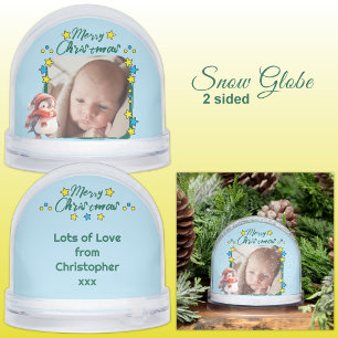 Merry Christmas photo stars blue Snow Globe