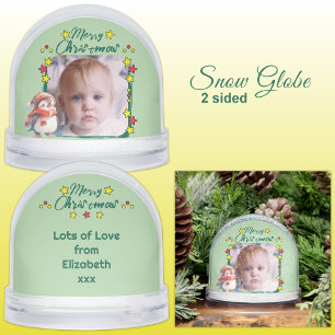 Merry Christmas photo stars green Snow Globe