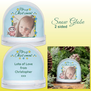 Merry Christmas photo stars mouse blue Snow Globe