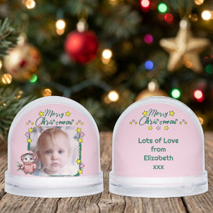 Merry Christmas photo stars mouse pink Snow Globe