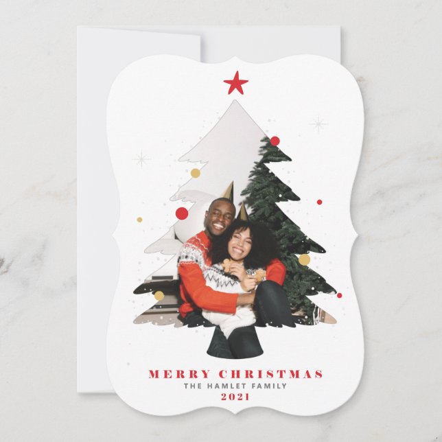 Merry Christmas Photo Tree Flat Holiday Card (Front)