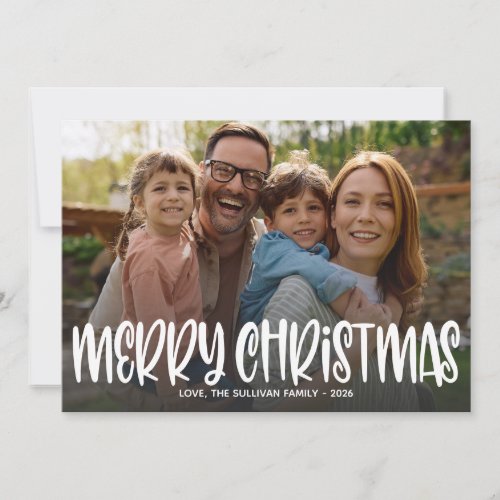 Merry Christmas Photo Typography Family Holiday Card