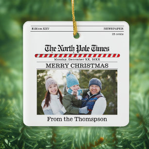 Merry Christmas Photo Typography Newsletter Ceramic Ornament
