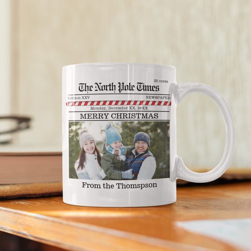 Merry Christmas Photo Typography Newspaper Coffee Mug