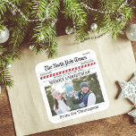 Merry Christmas Photo Whimsical Newspaper Print Square Sticker<br><div class="desc">Extra read all about it. The North Pole Times brings you the latest and greatest news articles from the North Pole, magnetic Greetings to everyone with this lovable and fun way to send Merry Christmas and Happy Holidays greetings magnet to you and yours. This design allows you to add so...</div>