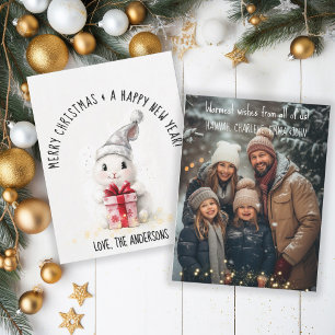 Merry Christmas Photo Winter Rabbit Christmas  Holiday Card