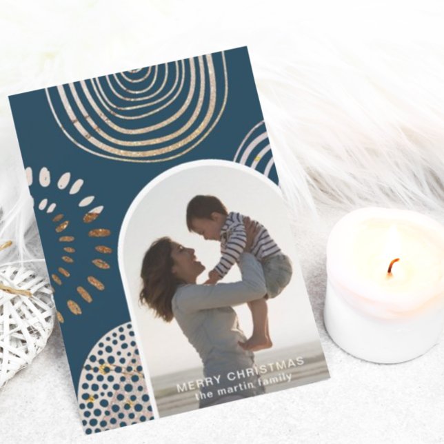 Merry Christmas Photo with Message Blue Holiday Card (Creator Uploaded)