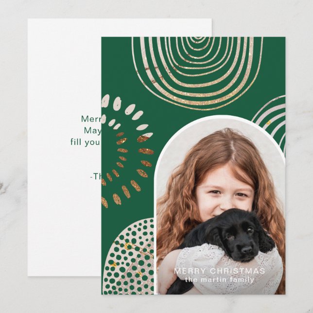 Merry Christmas Photo with Message Green Holiday Card (Front/Back)