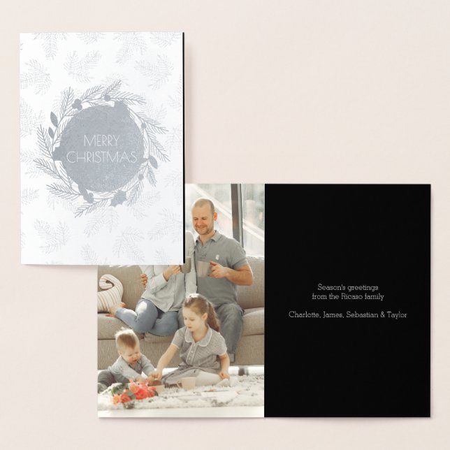 Merry Christmas Photo Wreath Foil Card (Display)