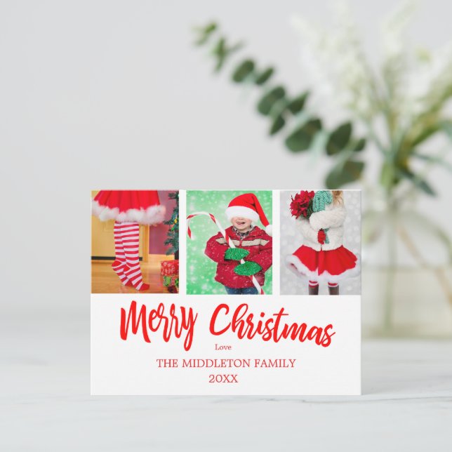 Merry Christmas Photos Holiday  Greeting Postcard (Standing Front)