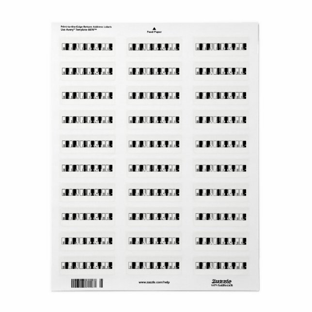 Merry Christmas Piano Keys Typography Black White Label (Full Sheet)