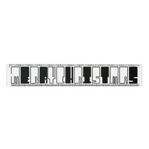 Merry Christmas Piano Keys Typography Black White Ruler