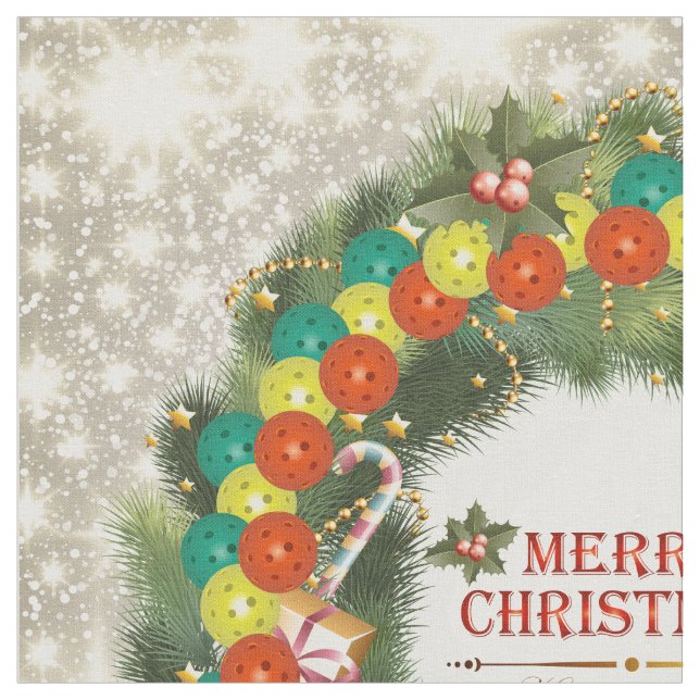 Merry Christmas Pickleball 1 Custom Fabric (Close Up)