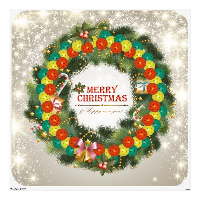 Merry Christmas Pickleball 1 Wall Sticker (Front)