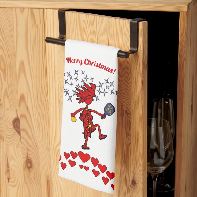 Merry Christmas  Pickleball  Kitchen Towels (Thirds Fold)