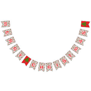 Merry Christmas Pickleball Party Decorations Bunting Flags