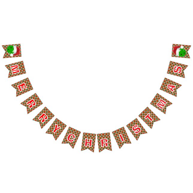 Merry Christmas Pickleball Party Red & Green Santa Bunting Flags (All)
