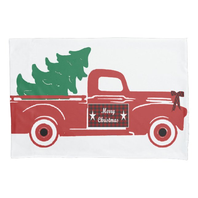 Merry Christmas pickup and tree Pillow Case (Front)