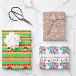Merry Christmas Pig Coffee Wrapping Paper Sheets