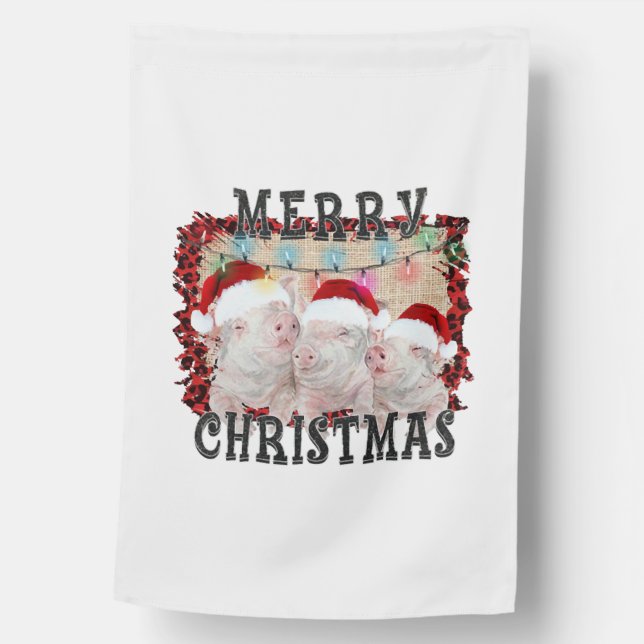 Merry Christmas Pig House Flag (Front)